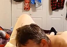 Jerry licks cream off my tits and makes me cum hard