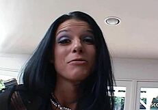 A skinny mature woman with small tits gets roughly fucked by a fat cock, ending in a facial cumshot