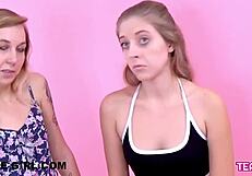 Hey, these two blonde lesbians are getting wild at the photoshoot!