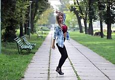 sexy girl dances in street with aarina park live model