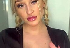 horny college girl sucks banana