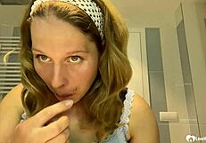 The neighbor mom teasing with her big tits in striptease