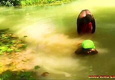 Fucking that African whore in the stream! 🔥