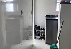 Brazilian employee squats, making her big ass throb with desire