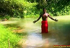 Fucking that African whore in the stream! 🔥