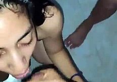 I cum on her face in hot homemade threesome!
