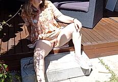 Maturemons Suns Vulva In Dress With Shaved Pussy Lips