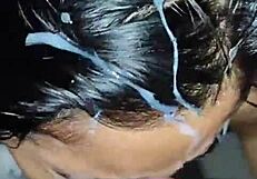 I cum on her face in hot homemade threesome!