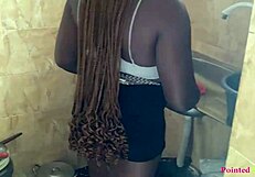 Eating Her Pussy While Preparing Dinner In Kitchen!