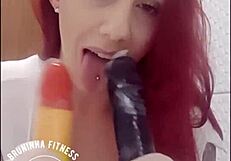 she's a nurse sucking and riding the dildo