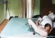 young chick endures intense fingering from her lesbian butch lover