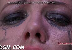 hottie feels intense pleasure chained in shackles during sadomasochism