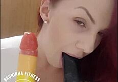 she's a nurse sucking and riding the dildo