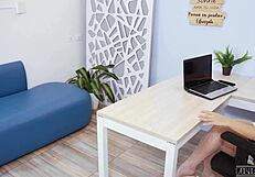 Oh no the lesbian boss caught us fucking and made us fuck her face!