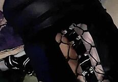 Beautiful latina smokes cigarette in intriguing lingerie setup