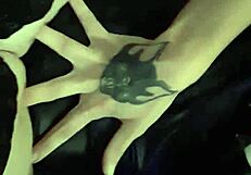 Beautiful latina smokes cigarette in intriguing lingerie setup