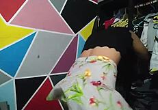 while organizing clothes, my horny neighbor arrives and starts groping my ass