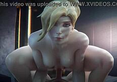 Mercy rides penis in intense cowgirl style