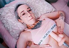 Cute teen tittyfucked by fuckmachine with tattoos
