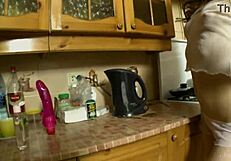 Teen brunette Pauline gets frisky in an oily dildo session.