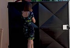 brunette smokes outdoors alone