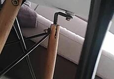 Veve performs balloon popping in latex stockings with a sharp