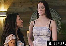 Pure taboo lesbian hime marie seduces two masseurs for sneaky dp happy ending on honeymoon