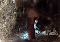 pretty pawg gives a long blowjob until the guy nuts in her mouth