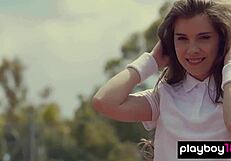 Ukrainian tennis player Kate Chromia strips on the court outdoors