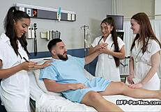 Explosive interracial hospital foursome with naughty doctors and teens!