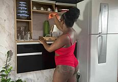 Husband Fucks Pussy in Kitchen Daylight