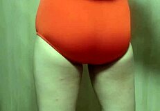 i forced that cute girl in swimsuit to take the huge anal plug