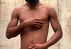 Amateur Soapy Dick Massage in Shower Leads to Cum and Nearly Getting Caught