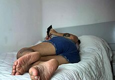 'Watch me relax on the bed with a book and fart,' says the curvy BBW. 'Did you hear that?'