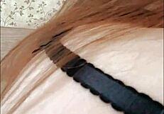 Russian student intensely fingers her pussy and anus in black stockings