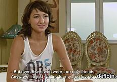 Lovesome girl boldly spreads juicy pussy, losing virginity intensely