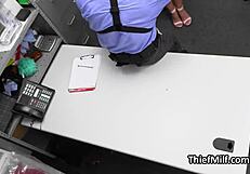 petite fucktoy and curvy milf share mall cop's dick