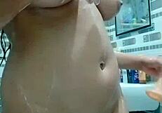 Pakistani stepmom uses dildo in bathroom