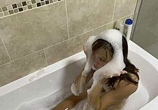 Singing in the bath with blue eyes