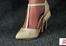 British office voyeur teasing sub to tug obediently.