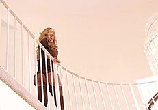 samantha saint in sexy black bodysuit, masturbating nude