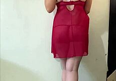 Strip Tease for Boyfriend While Husband is at Work, Featuring Oiled Body and Toys