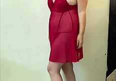 Strip Tease for Boyfriend While Husband is at Work, Featuring Oiled Body and Toys