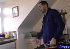 Hey, that classy milf gets pounded by the plumber in heels and stockings