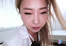 chinese teen 18+ ying ying sucks cock and rides in shaved pussy sex