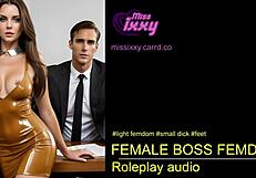 Female boss engages in light femdom roleplay