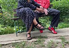 Curvy mother-in-law outdoor fun