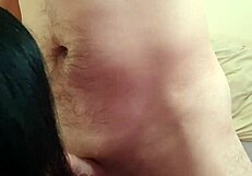 Mature girlfriend gives deep throat blowjob and swallows cum