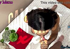 Sindy Memo, Asian trans ladyboy, blows hard wet monster cock POV.