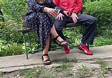 Curvy mother-in-law outdoor fun